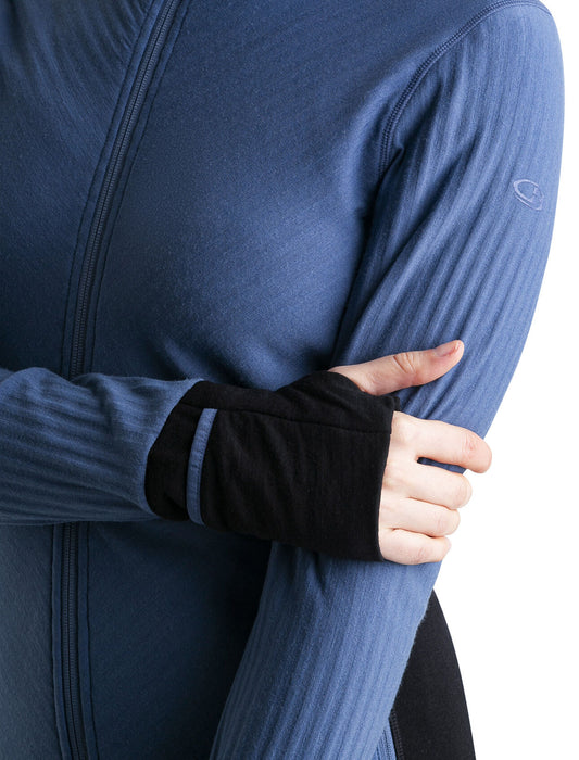 Icebreaker RealFleece™ Merino Descender Long Sleeve Zip Jacket Dawn/Black Dam - Tröjor Dam