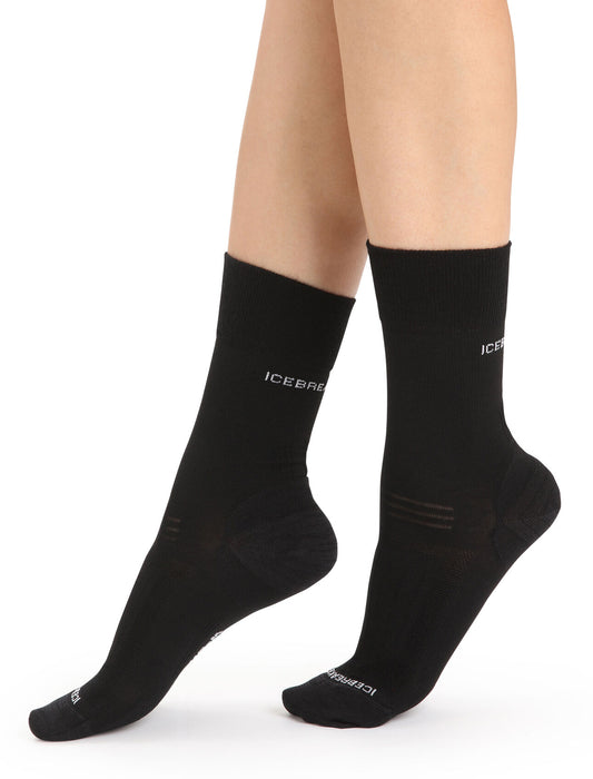 Icebreaker Merino Hike Liner Crew Socks  Black Dam - Strumpor