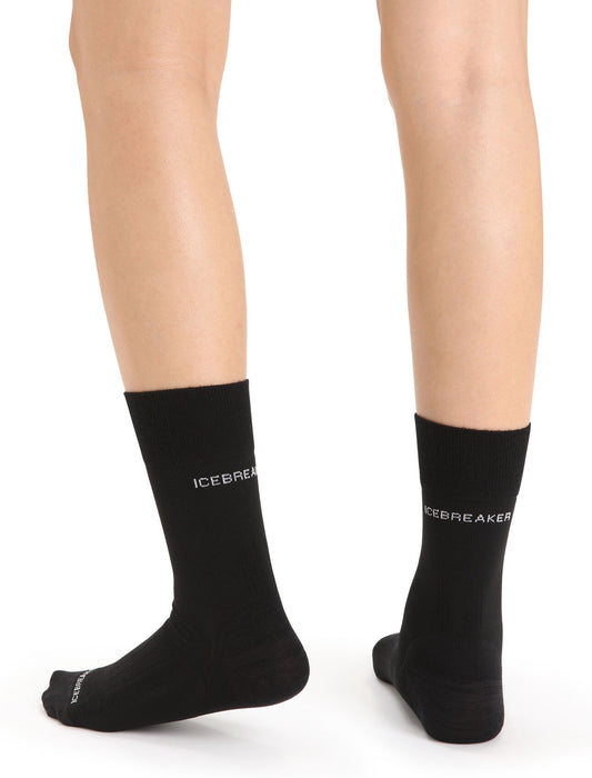 Icebreaker Merino Hike Liner Crew Socks  Black Dam - Strumpor