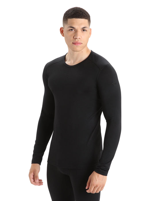 Icebreaker Merino 200 Oasis Long Sleeve Crewe Thermal Top  Black Herr - Underställ