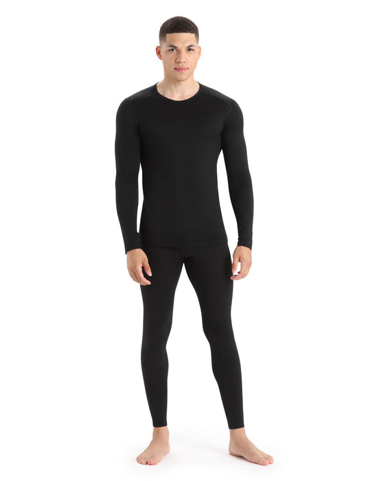 Icebreaker Merino 200 Oasis Long Sleeve Crewe Thermal Top  Black Herr - Underställ