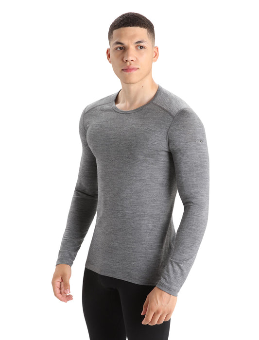 Icebreaker Merino 200 Oasis Long Sleeve Crewe Thermal Top  Gritstone Heather Herr - Underställ