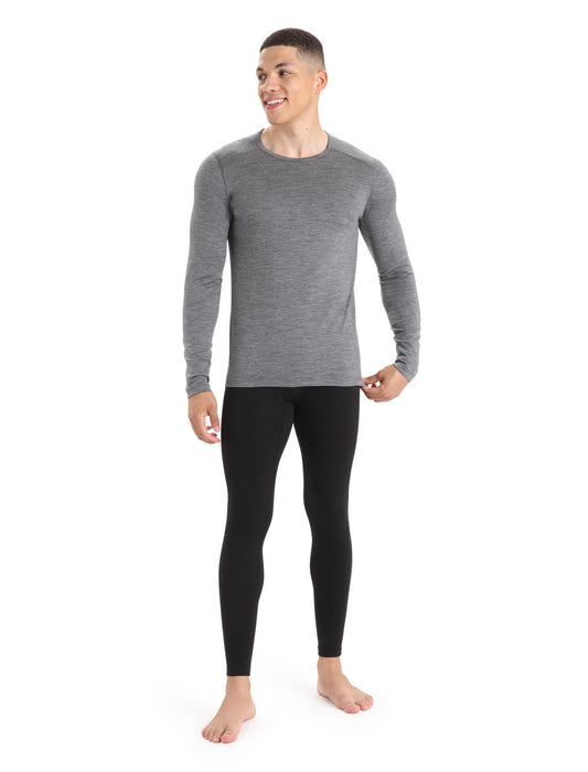 Icebreaker Merino 200 Oasis Long Sleeve Crewe Thermal Top  Gritstone Heather Herr - Underställ