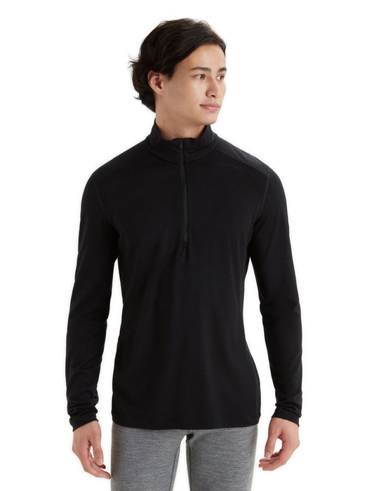 Icebreaker Merino 200 Oasis Long Sleeve Half Zip Thermal Top Black Herr - Underställ