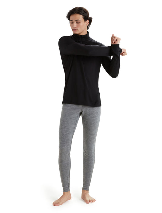 Icebreaker Merino 200 Oasis Long Sleeve Half Zip Thermal Top Black Herr - Underställ