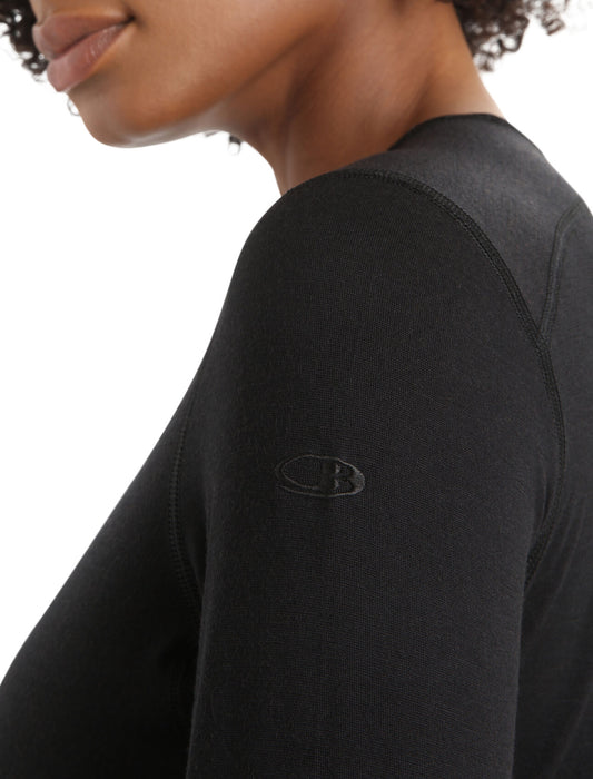 Icebreaker Merino 200 Oasis Long Sleeve Crewe Thermal Top  Black Dam - Underställ Dam