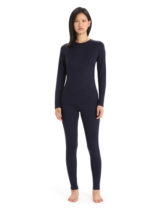 Icebreaker Merino 200 Oasis Long Sleeve Crewe Thermal Top  Midnight Navy Dam - Underställ Dam