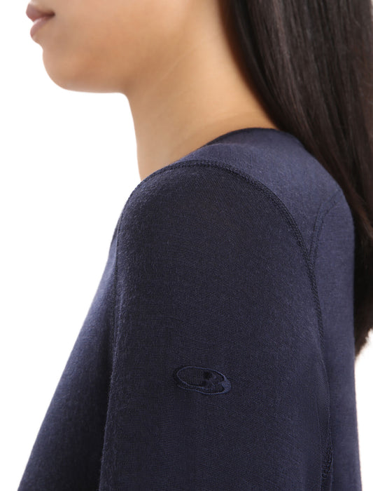 Icebreaker Merino 200 Oasis Long Sleeve Crewe Thermal Top  Midnight Navy Dam - Underställ Dam