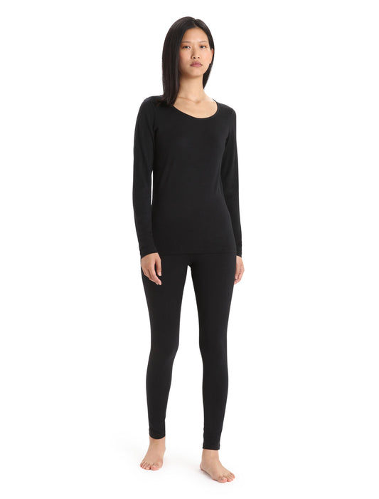 Icebreaker Merino 200 Oasis Long Sleeve Scoop Neck Thermal Top  Black Dam - Underställ Dam