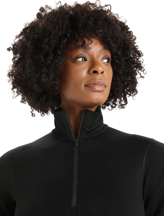 Icebreaker Merino 200 Oasis Long Sleeve Half Zip Thermal Top  Black Dam - Underställ Dam