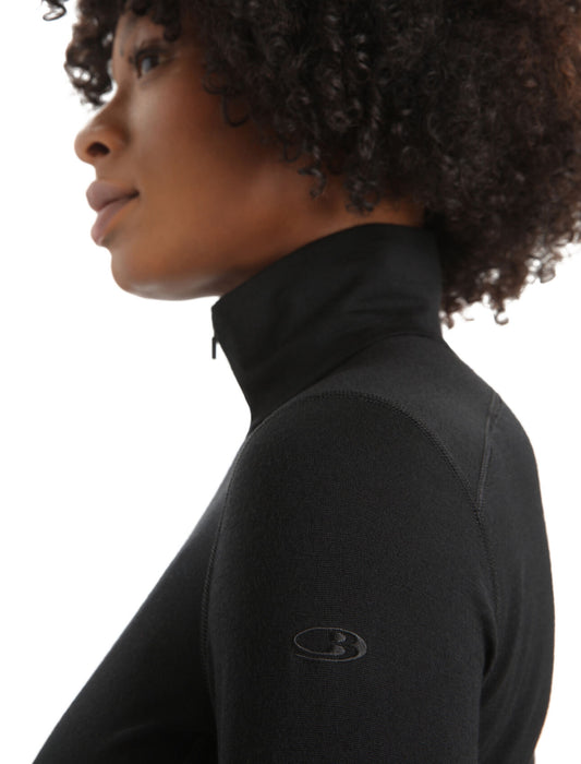 Icebreaker Merino 200 Oasis Long Sleeve Half Zip Thermal Top  Black Dam - Underställ Dam