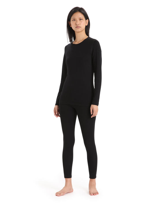 Icebreaker Merino 260 Tech Long Sleeve Crewe Thermal Top  Black Dam - Underställ Dam