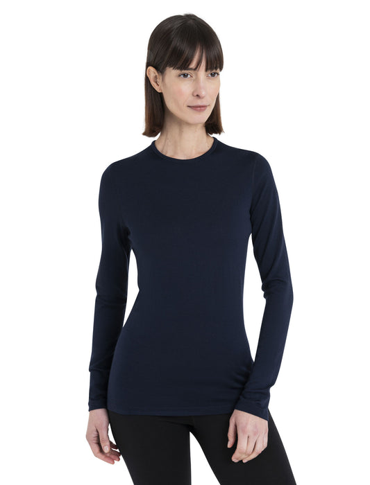 Icebreaker Merino 260 Tech Long Sleeve Crewe Thermal Top  Midnight Navy Dam - Underställ Dam