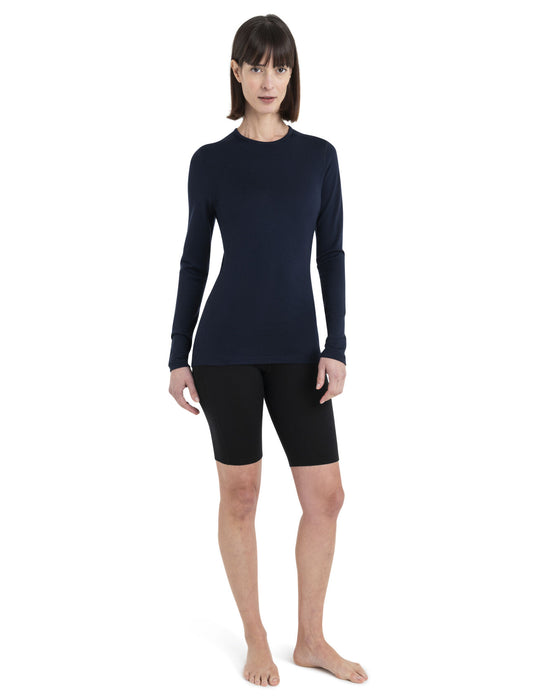 Icebreaker Merino 260 Tech Long Sleeve Crewe Thermal Top  Midnight Navy Dam - Underställ Dam