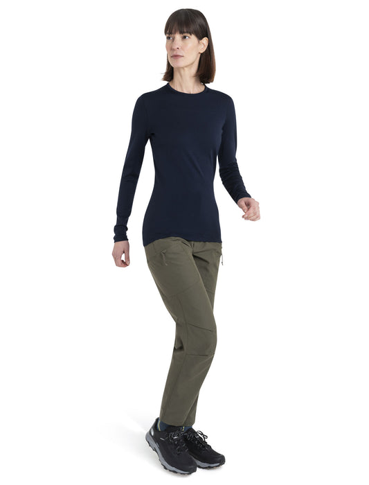 Icebreaker Merino 260 Tech Long Sleeve Crewe Thermal Top  Midnight Navy Dam - Underställ Dam