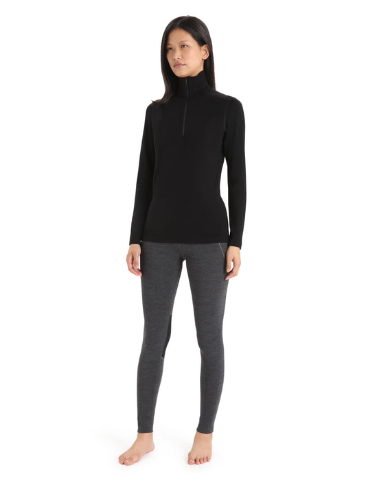 Icebreaker Merino 260 Tech Long Sleeve Half Zip Thermal Top  Black Dam - Underställ Dam