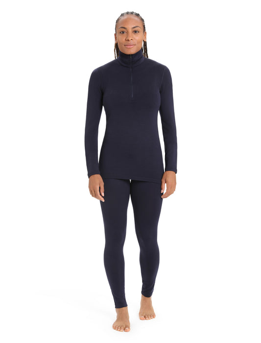 Icebreaker Merino 260 Tech Long Sleeve Half Zip Thermal Top  Midnight Navy Dam - Underställ Dam