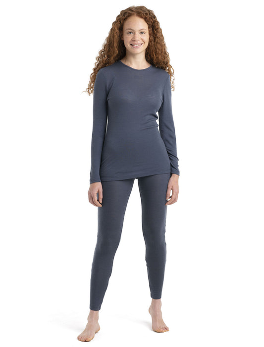 Icebreaker Merino 175 Everyday Long Sleeve Crewe Thermal Top Graphite Dam - Underställ Dam