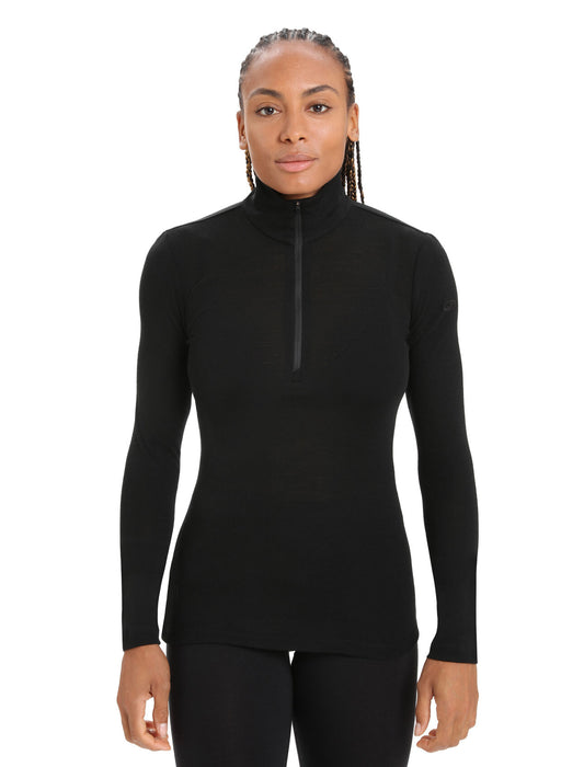 Icebreaker Merino 175 Everyday Long Sleeve Half Zip Thermal Top  Black Dam - Underställ Dam