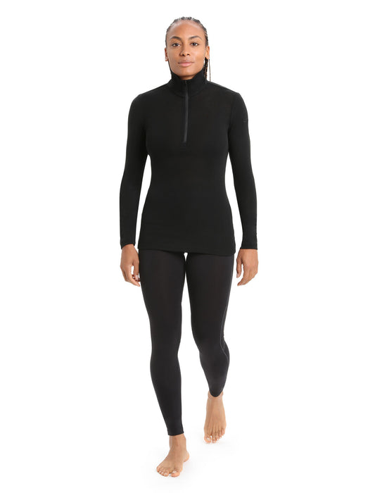 Icebreaker Merino 175 Everyday Long Sleeve Half Zip Thermal Top  Black Dam - Underställ Dam