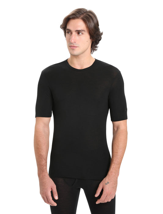 Icebreaker Merino 175 Everyday Short Sleeve Crewe Thermal Top Black Herr - Underställ