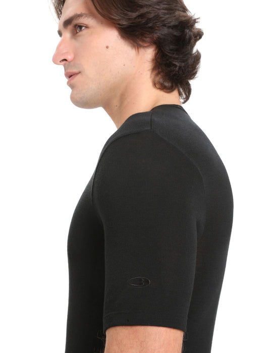 Icebreaker Merino 175 Everyday Short Sleeve Crewe Thermal Top Black Herr - Underställ