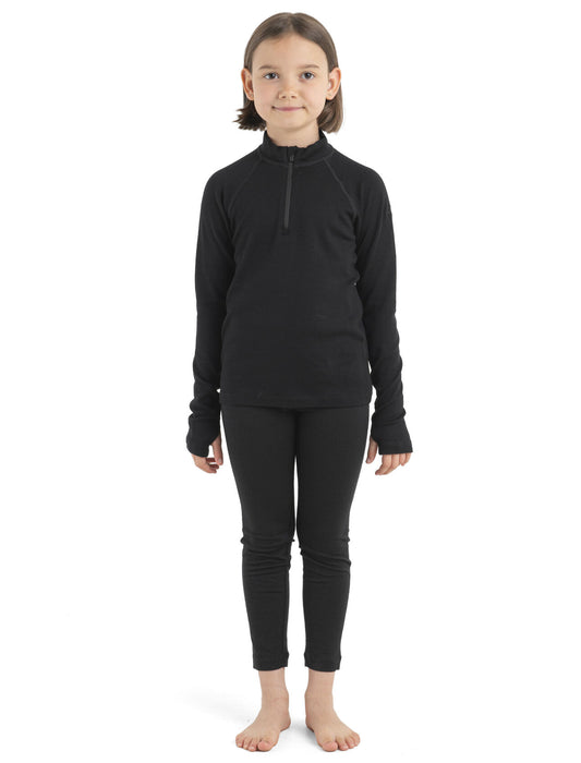 Icebreaker Kids' Merino 260 Tech Long Sleeve Half Zip Thermal Top  Black Unisex Barn - Underställ Dam