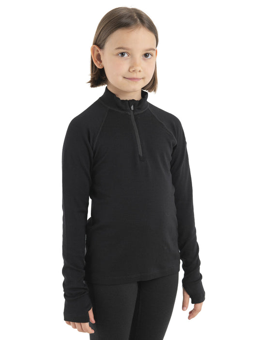 Icebreaker Kids' Merino 260 Tech Long Sleeve Half Zip Thermal Top  Black Unisex Barn - Underställ Dam