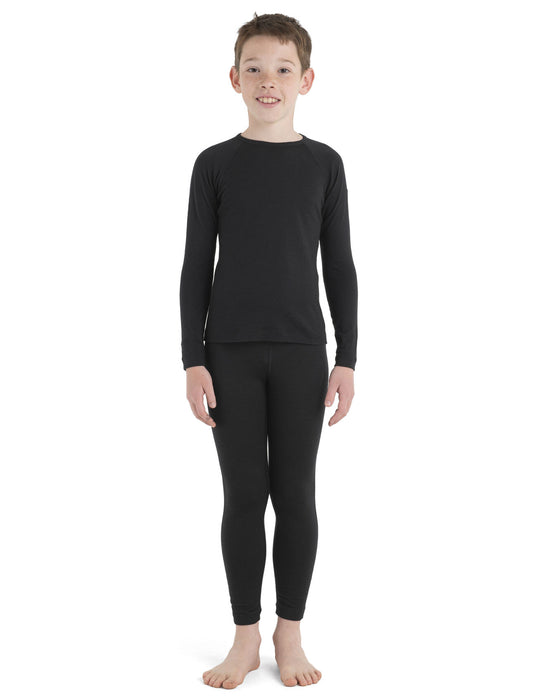 Icebreaker Kids' Merino 200 Oasis Long Sleeve Crewe Thermal Top  Black Unisex Barn - Underställ Dam