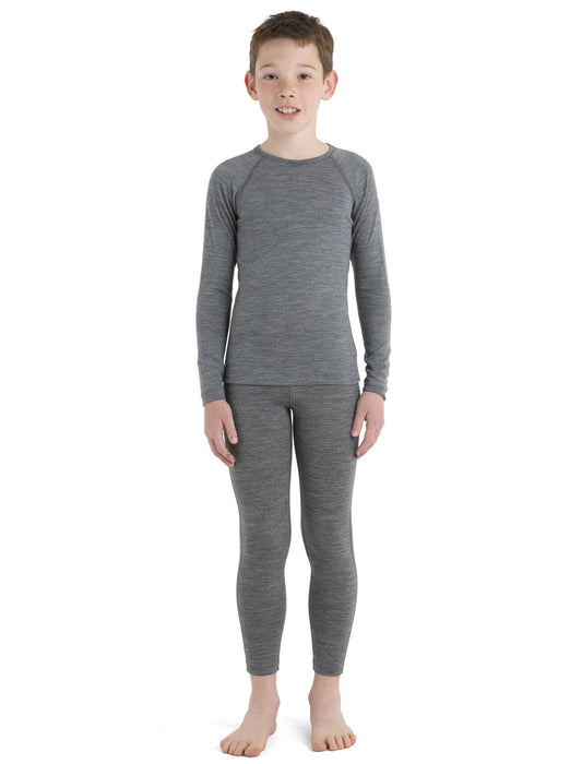 Icebreaker Kids' Merino 200 Oasis Long Sleeve Crewe Thermal Top  Gritstone Heather Unisex Barn - Underställ Dam