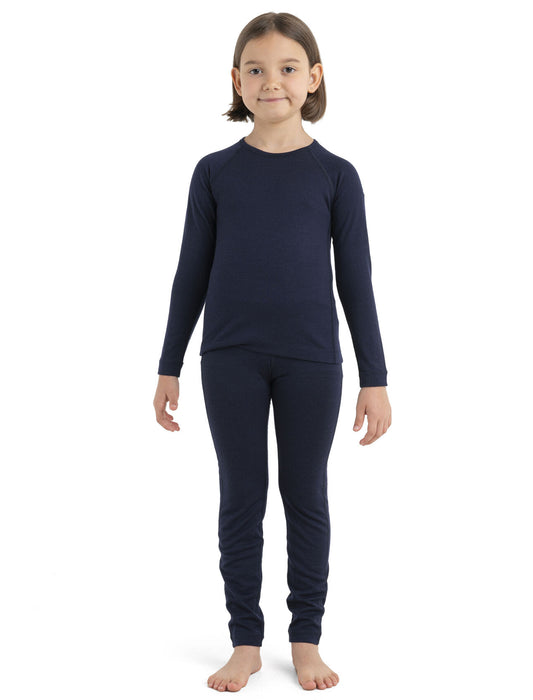 Icebreaker Kids' Merino 200 Oasis Long Sleeve Crewe Thermal Top  Midnight Navy Unisex Barn - Underställ Dam