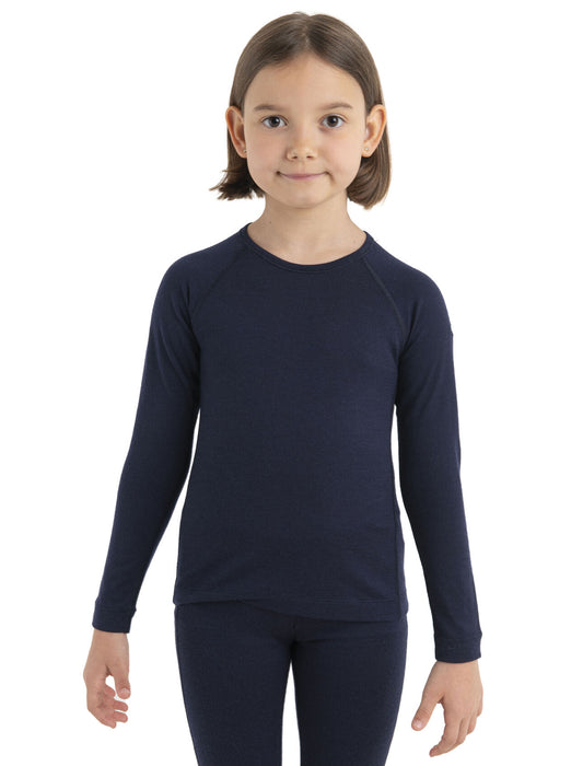 Icebreaker Kids' Merino 200 Oasis Long Sleeve Crewe Thermal Top  Midnight Navy Unisex Barn - Underställ Dam