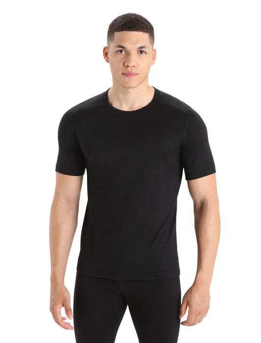 Icebreaker Merino 200 Oasis Short Sleeve Crewe Thermal Top Black Herr - Underställ