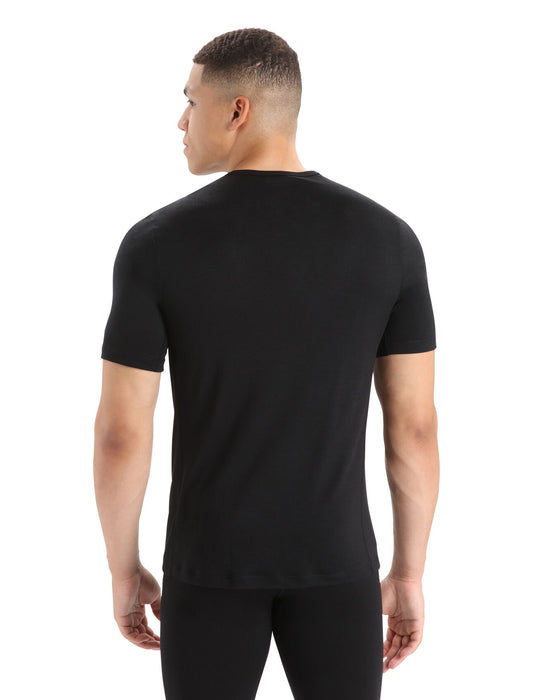 Icebreaker Merino 200 Oasis Short Sleeve Crewe Thermal Top Black Herr - Underställ