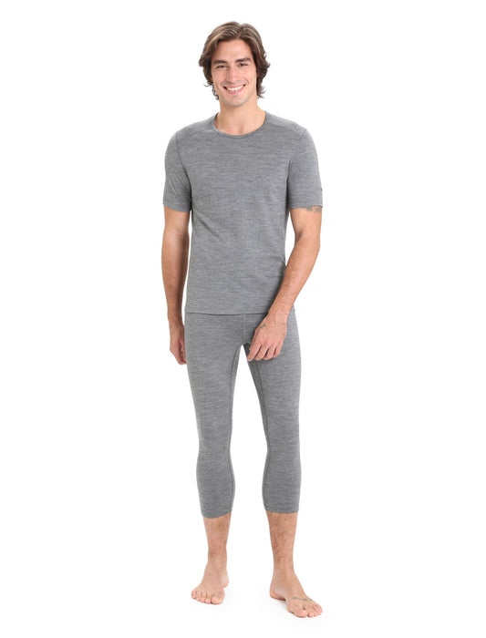 Icebreaker Merino 200 Oasis Short Sleeve Crewe Thermal Top Gritstone Heather Herr - Underställ