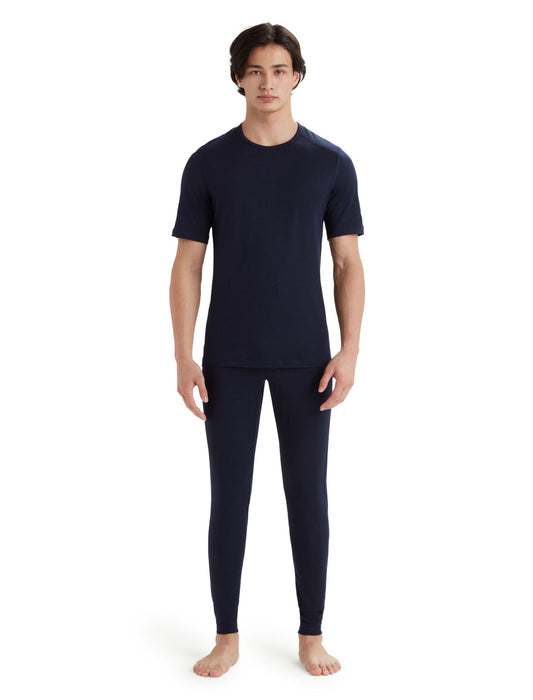 Icebreaker Merino 200 Oasis Short Sleeve Crewe Thermal Top Midnight Navy Herr - Underställ