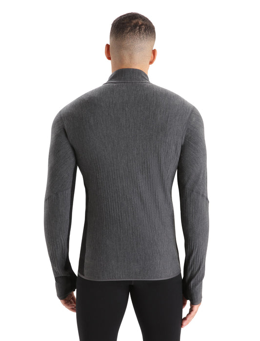 Icebreaker RealFleece™ Merino Descender Long Sleeve Zip Jacket Jet Heather/Black Herr - Tröjor