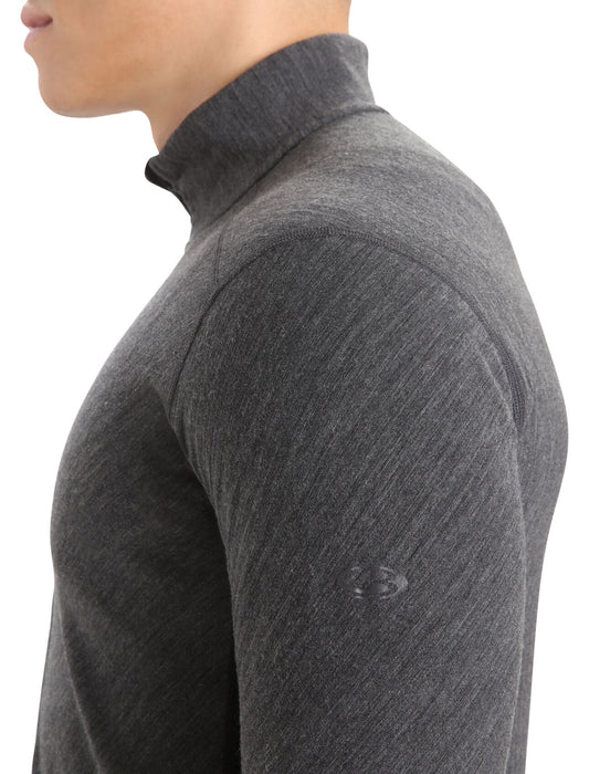 Icebreaker RealFleece™ Merino Descender Long Sleeve Zip Jacket Jet Heather/Black Herr - Tröjor