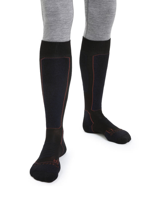 Icebreaker Merino Ski+ Medium Over the Calf Socks  Black/Royal Navy/Espresso Herr - Strumpor