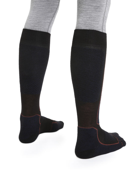 Icebreaker Merino Ski+ Medium Over the Calf Socks  Black/Royal Navy/Espresso Herr - Strumpor