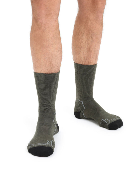 Icebreaker Merino Hike+ Medium Crew Socks Loden/Black/Gritstone Heather Herr - Strumpor