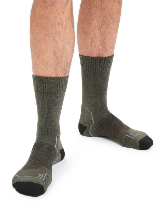 Icebreaker Merino Hike+ Light Crew Socks Loden/Black/Gritstone Heather Herr - Strumpor