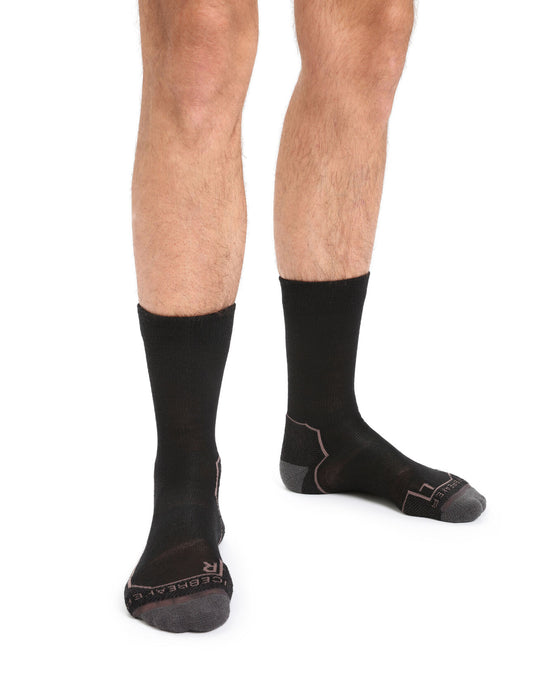 Icebreaker Merino Hike+ Light Crew Socks Black/Mink Herr - Strumpor