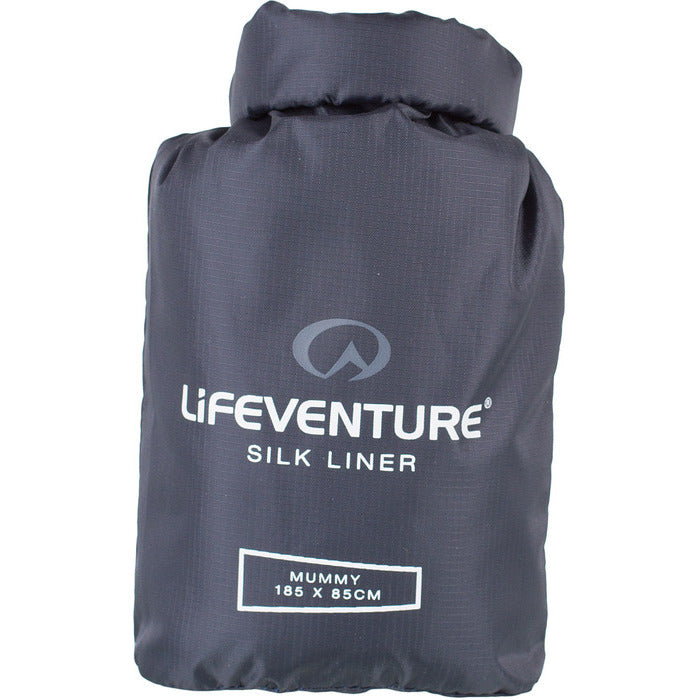 Lifeventure Silk Sleeping Bag Liner, Mummy Grey 185X85-56 Cm