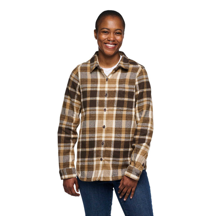 Black Diamond W Project Heavy Flannel Bark Brown-Off White Plaid Dam - Tröja