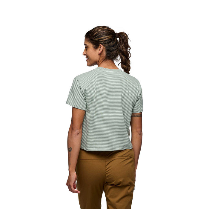 Black Diamond W Bd Stripe Crop Ss Tee Foam Green-Laurel Green Dam - T-Shirt