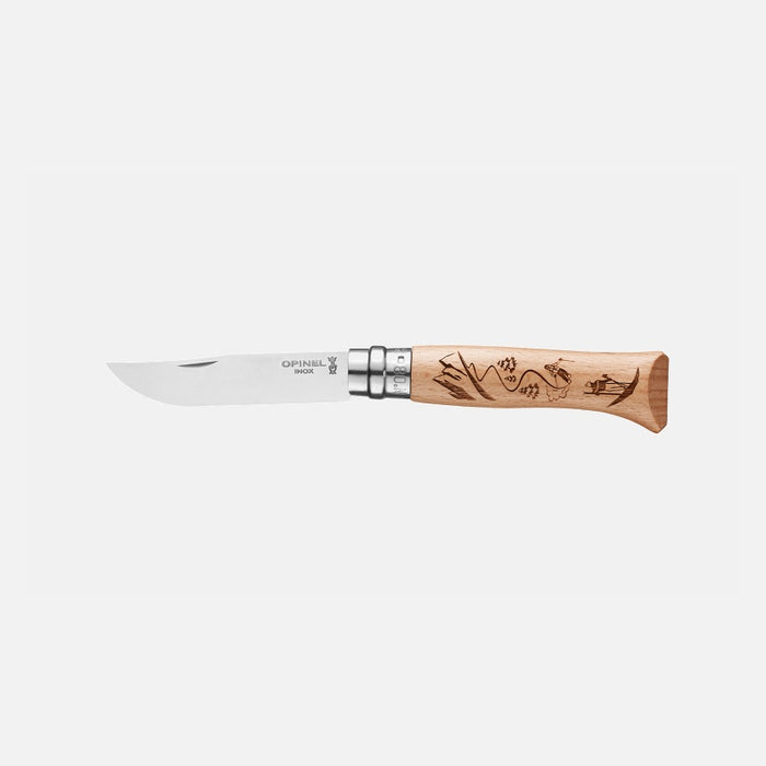 Opinel N08 Engraved Sport Skiing Beech