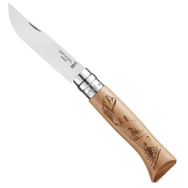 Opinel N08 Engraved Sport Cycling Beech