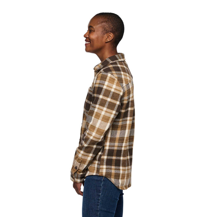 Black Diamond W Project Heavy Flannel Bark Brown-Off White Plaid Dam - Tröja