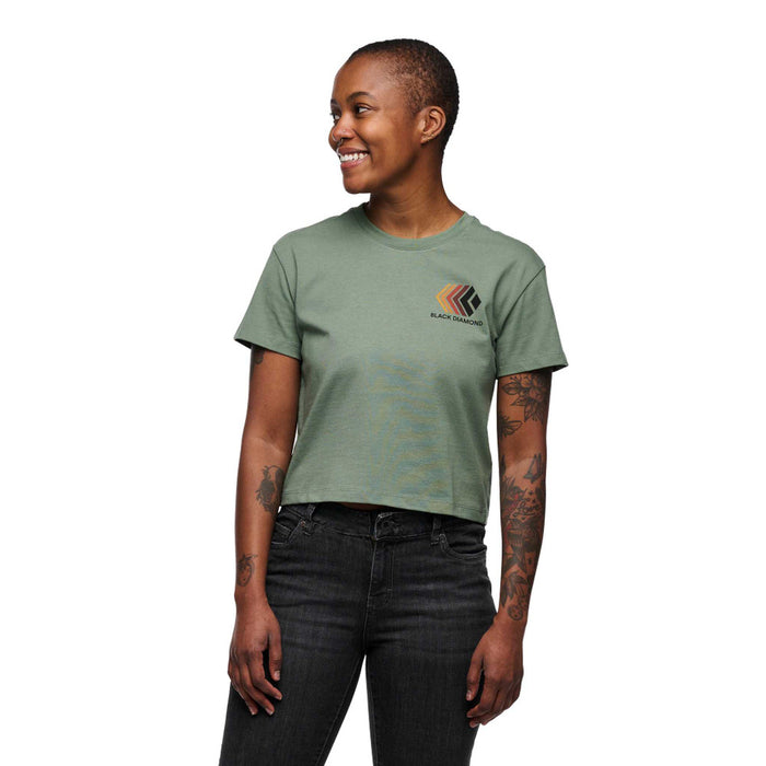 Black Diamond W Faded Crop Ss Tee Laurel Green Dam - T-Shirt